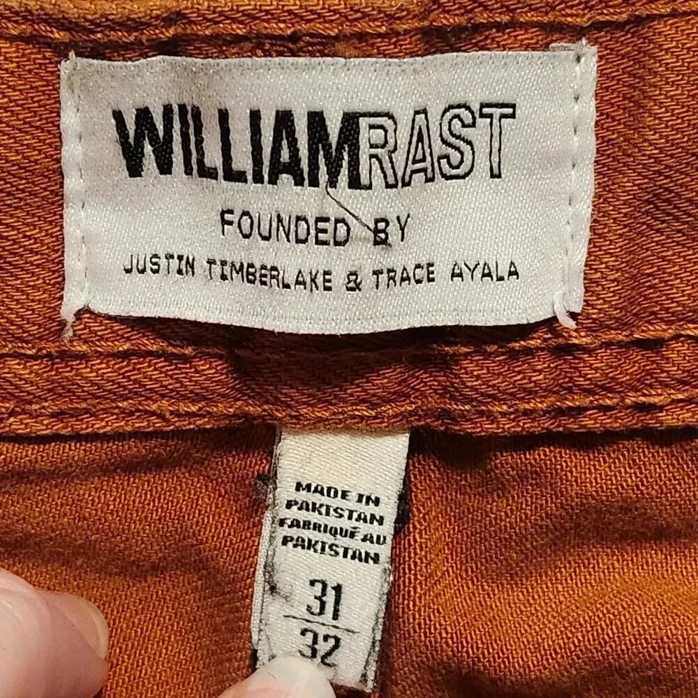 William Rast Dean Slim Straight Jeans‎ Men's 31x32 Burnt Orange Cotton Casual